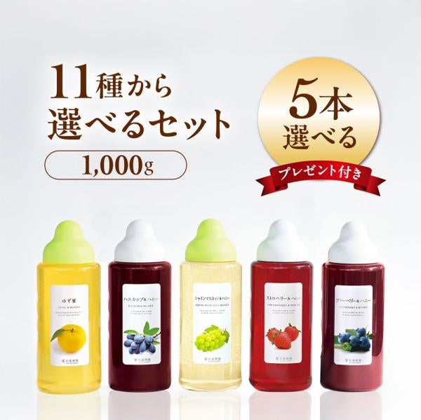 Fruit Juice Infused Honey 1000g Selectable Set (5 bottles)