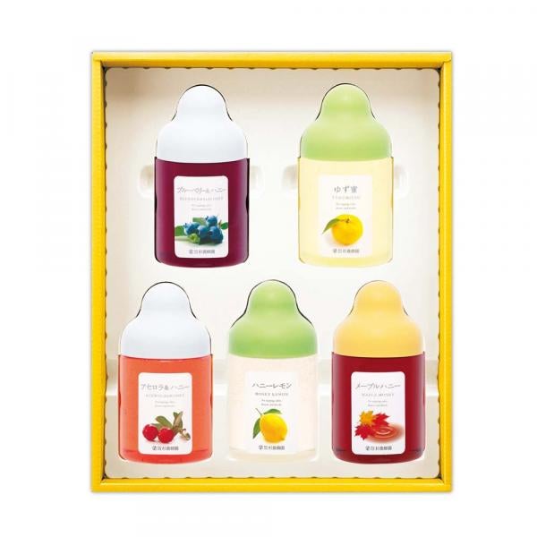Gift of 5 Fruit Juice Infused Honey (Yuzu &amp; Honey, Blueberry, Acerola, Lemon, Maple) ALN5P