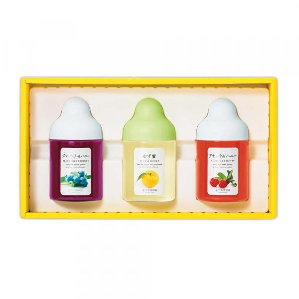 Fruit Juice Infused Honey 3 bottles gift set (Yuzu &amp; Honey, Blueberry, Acerola) A3P