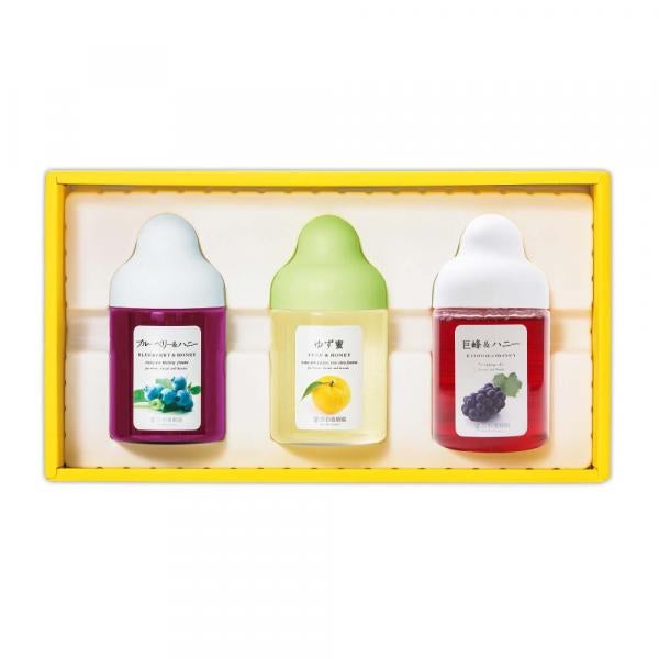 Fruit Juice Infused Honey 3 bottles gift set (Yuzu &amp; Honey, Blueberry, Kyoho) G3P