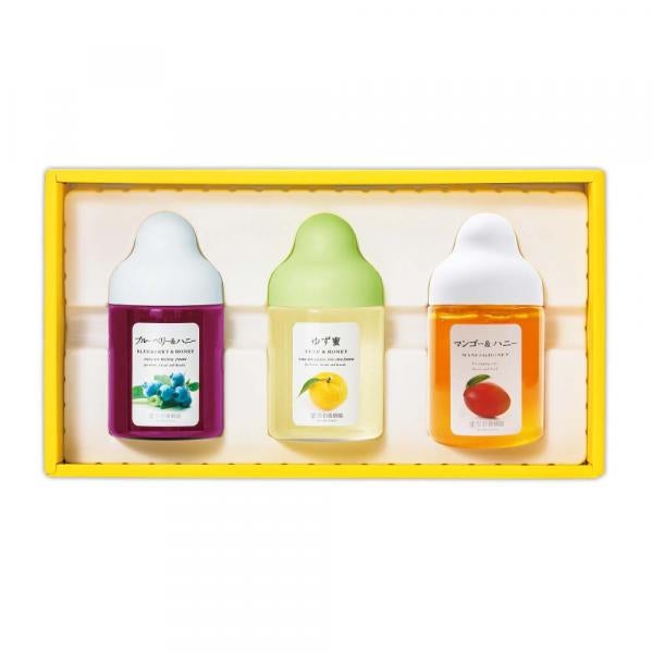 Fruit Juice Infused Honey 3 bottles gift set (Yuzu &amp; Honey, Blueberry, Mango) M3P