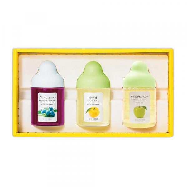 Fruit Juice Infused Honey 3 bottles gift set (Yuzu &amp; Honey, Apple, Blueberry) Q3P