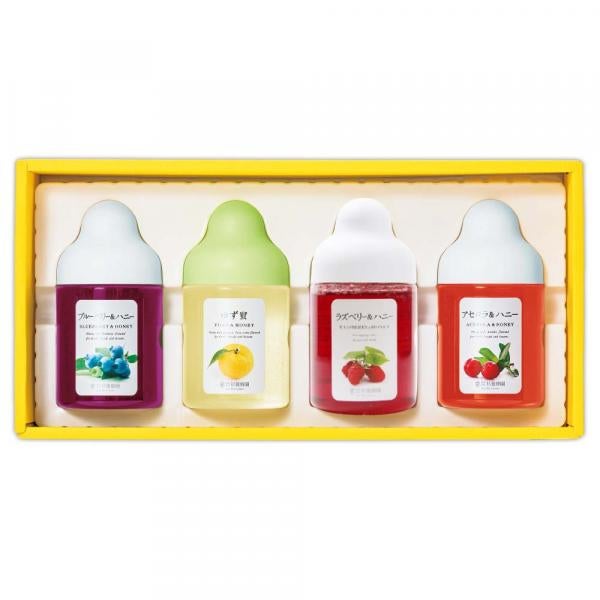 Fruit Juice Infused Honey 4-bottle gift set (Yuzu &amp; Honey, Blueberry, Acerola, Raspberry) AR4P