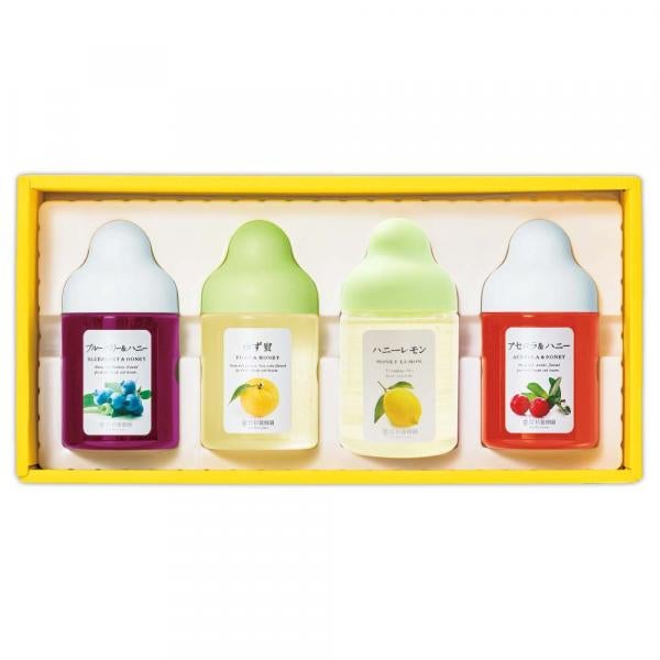 Fruit Juice Infused Honey 4 bottles gift set (Yuzu &amp; Honey, Blueberry, Lemon, Acerola) LA4P