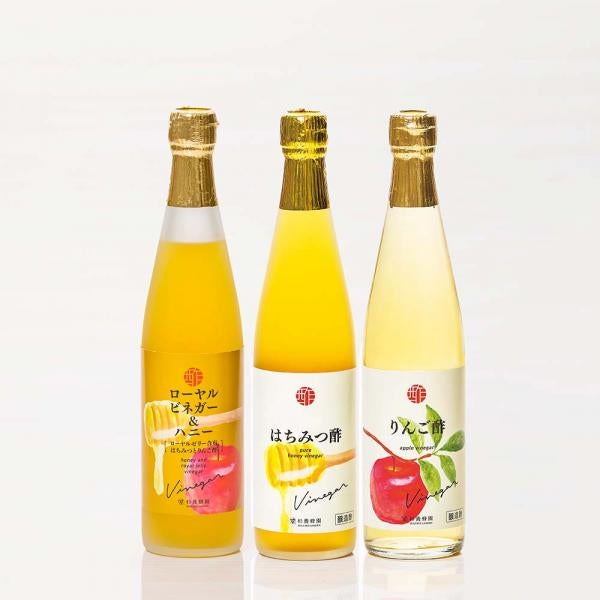 Vinegar 3 bottles set (Honey and Apple Vinegar with Royal Jelly / Honey Vinegar / Apple Vinegar)