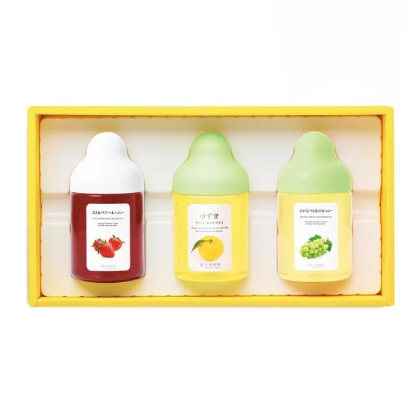[Gift Set] Fruit Juice & Honey (300g) x 3 (Strawberry, Yuzu, Shine Muscat) IS3P