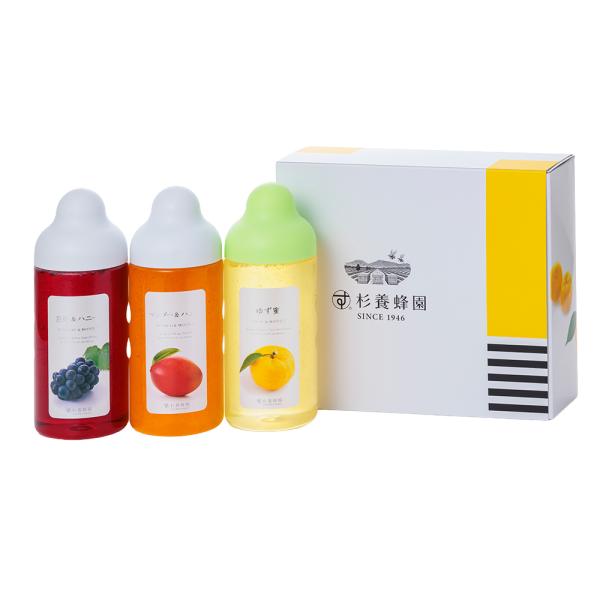 [Gift Set] Fruit Juice & Honey (500g) × 3 bottles (Yuzu, Mango, Kyoho Grape)