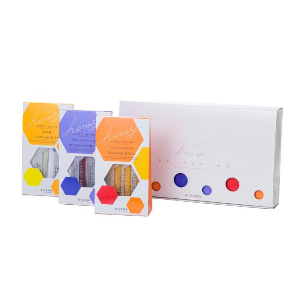 Fruit Juice Infused Honey Sticks Gift Set (Yuzu / Blueberry / Mango)