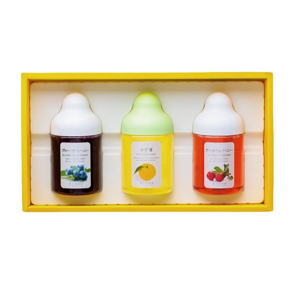 [Gift Set] Fruit Juice & Honey (300g) × 3 bottles (Yuzu, Blueberry, Acerola) A3P