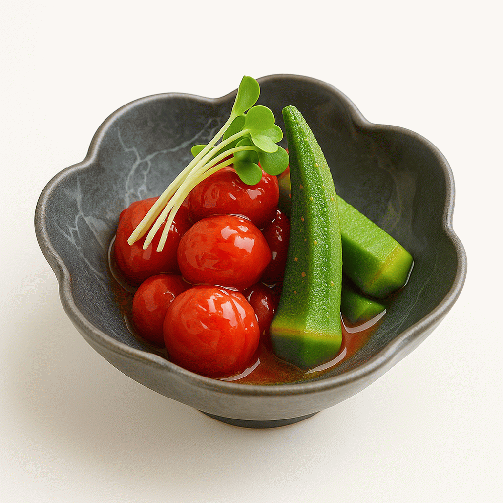 Okra and Tomato Honey Vinegar Marinade