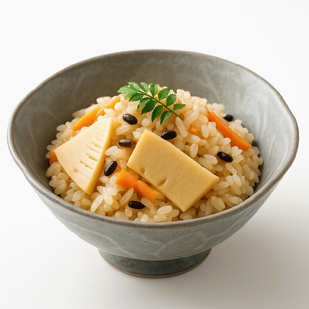 Bamboo shoot rice made with millet