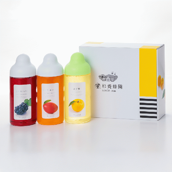 [Gift Set] Fruit Juice & Honey (500g) × 3 bottles (Yuzu, Mango, Kyoho Grape)