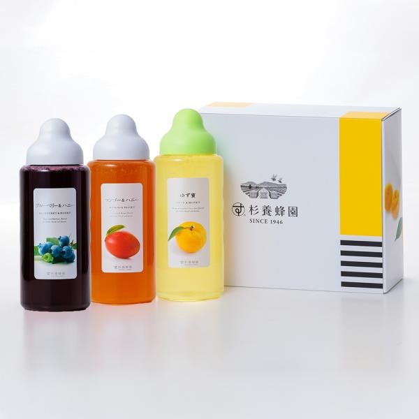 [Gift Set] Fruit Juice & Honey (1000g) × 3 bottles (Yuzu, Blueberry, Mango)
