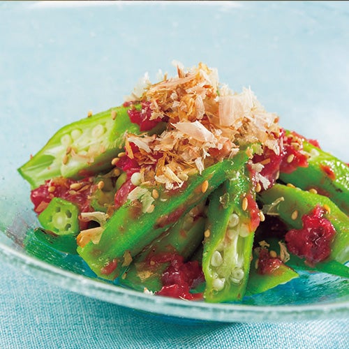 Okra salad made with a versatile plum sauce made with Honey and Apple Vinegar