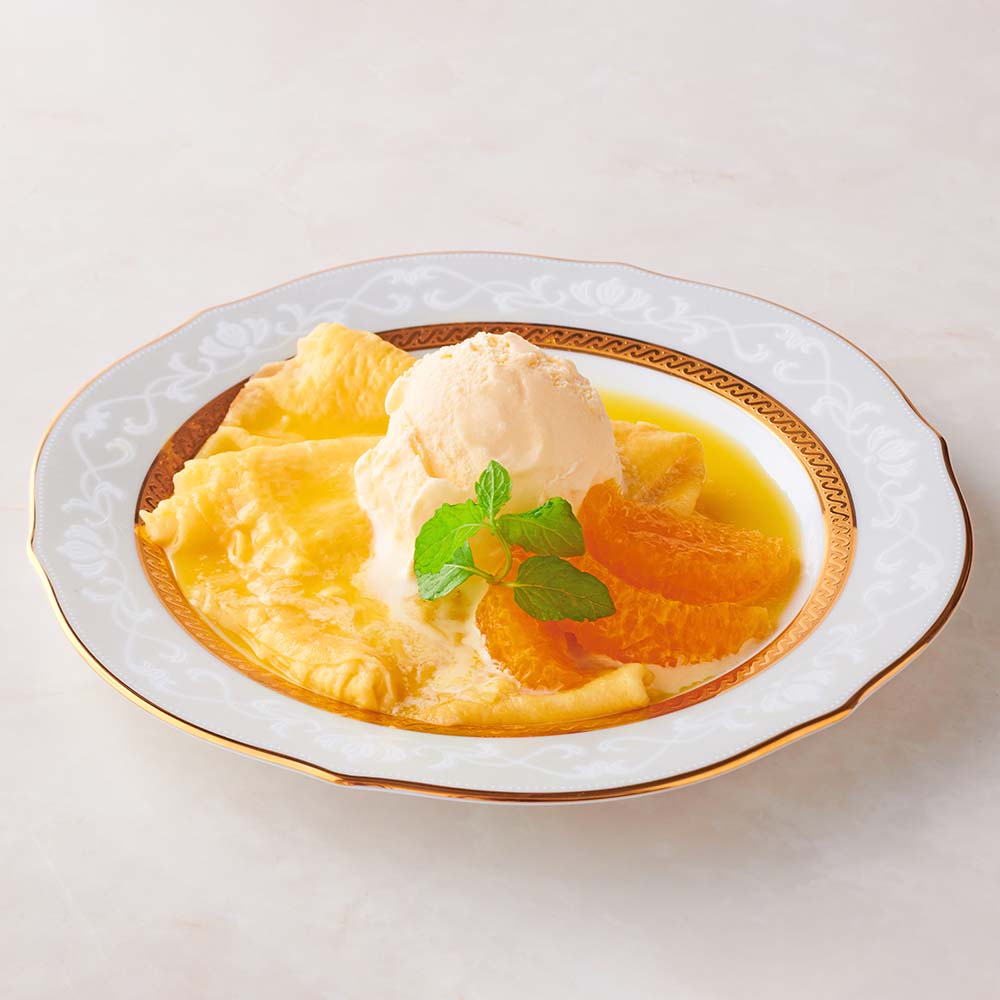 Crepes simmered in Yuzu & Honey sauce