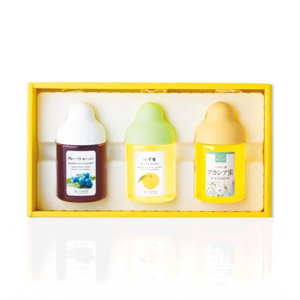 [Gift Set] Fruit Juice & Honey (300g) × 2 (Yuzu, Blueberry) + Acacia Honey (300g/poly) ×1 WA3P