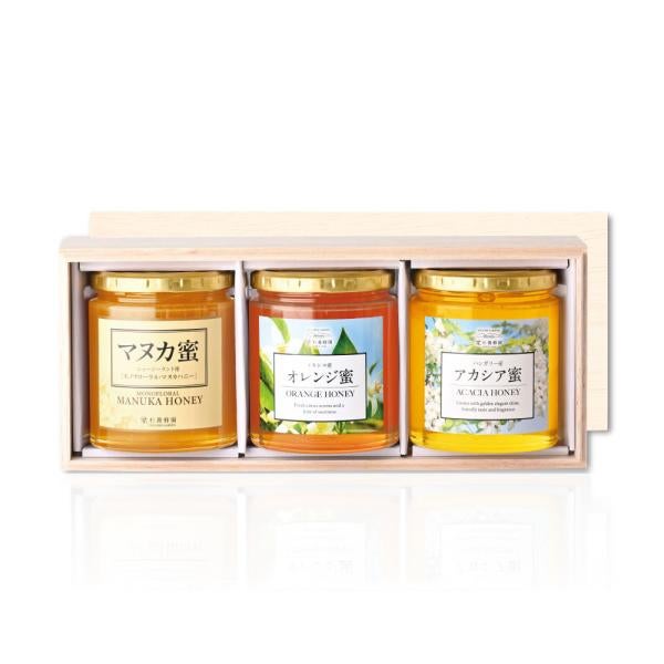 Pure honey 3-bottle gift set (Manuka Honey & Orange Honey & Acacia Honey) WMOA500