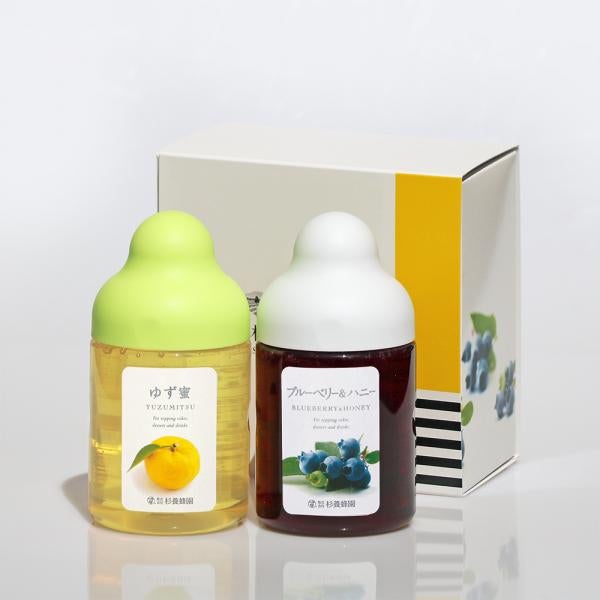 Fruit Juice Infused Honey 300g x 2 gift bottles (Yuzu &amp; Honey, Blueberry honey)