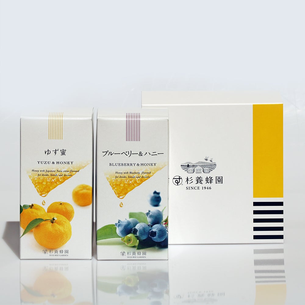 Fruit Juice Infused Honey 300g x 2 gift bottles (Yuzu &amp; Honey, Blueberry honey)