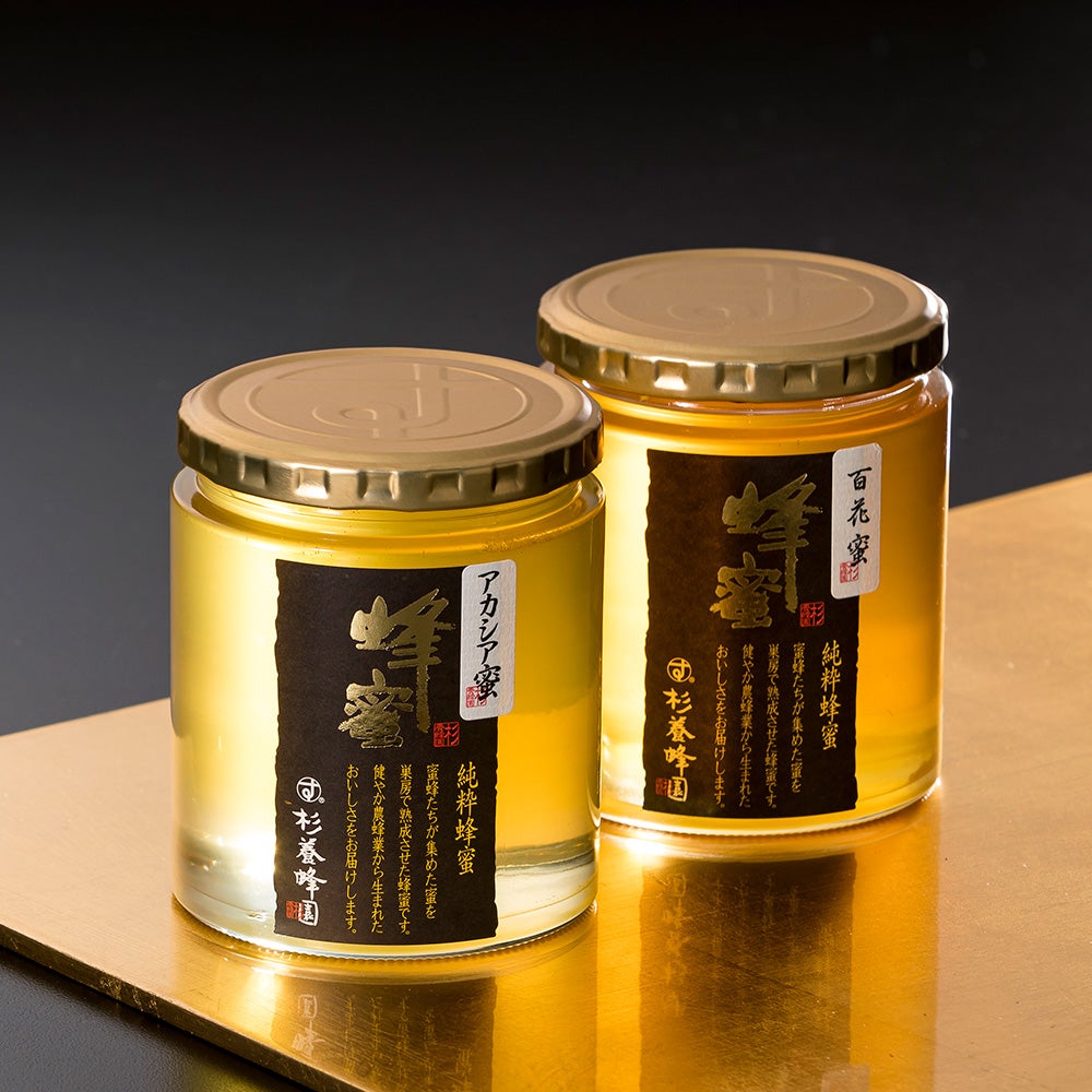 Made in Japan honey Taste-test Set Acacia Honey & Wild Flower Honey (500g/bottle) * Acacia Honey is available as a single item or as a set, limited to 3 per person, once per time.